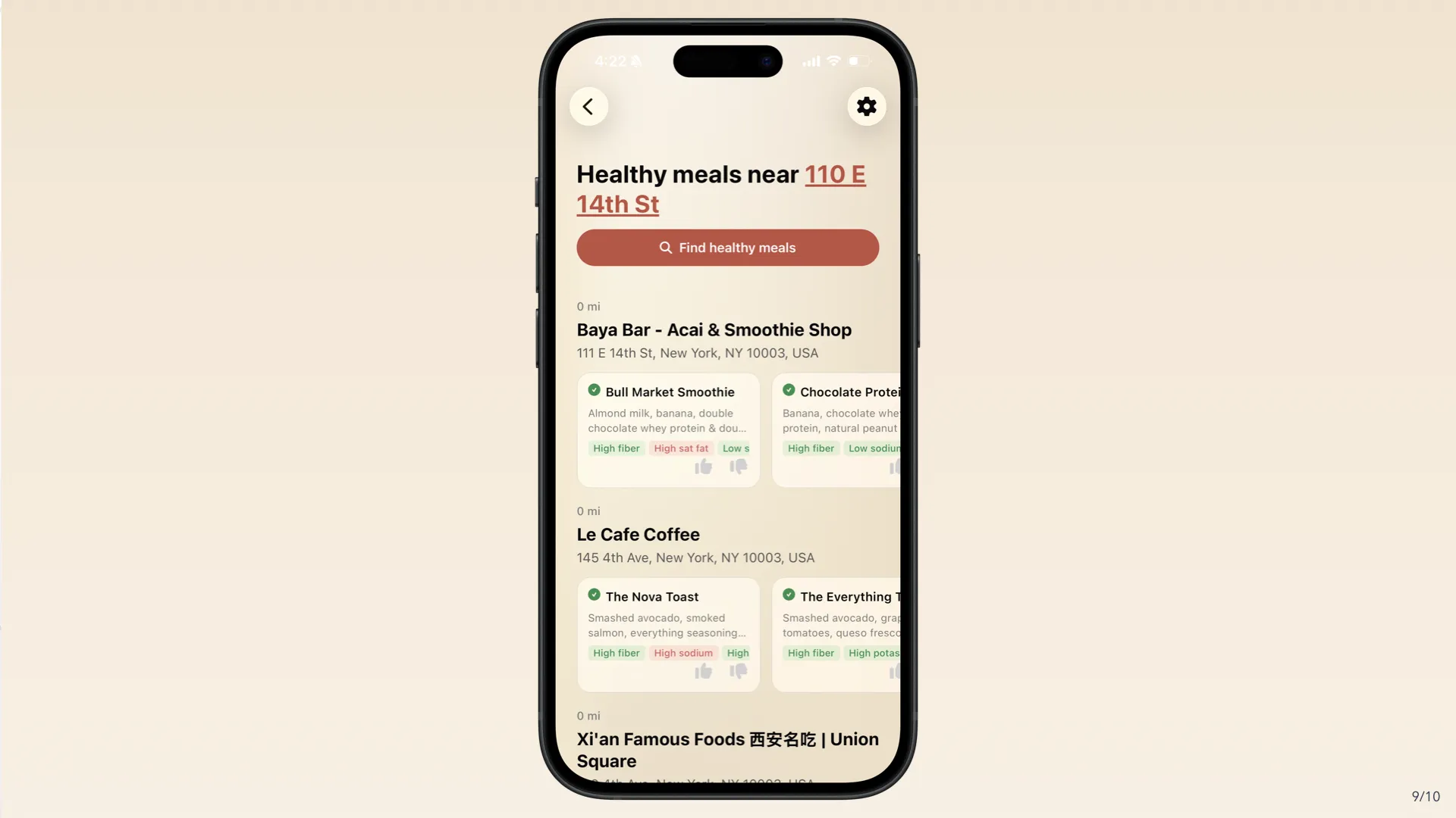 Find healthy meals near you