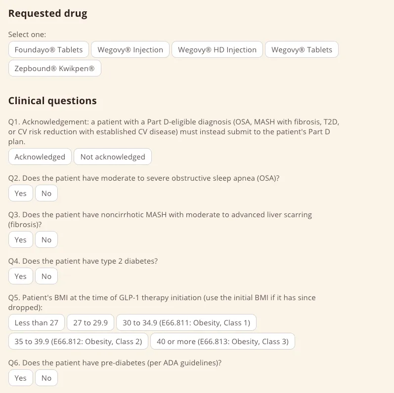 Medicare GLP-1 Bridge prior authorization form and filler