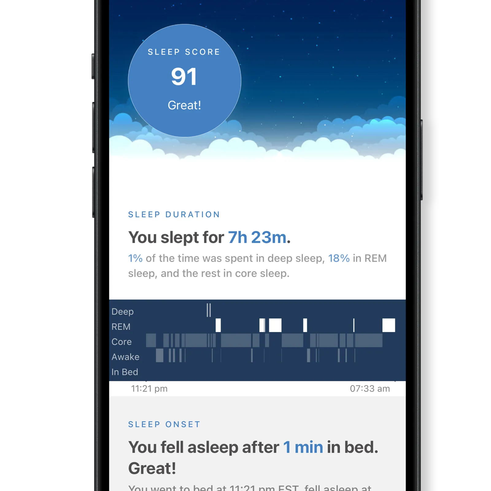 Sleep tracking screenshot