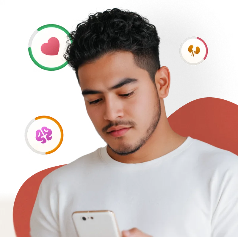 Man looking at health metrics on his phone
